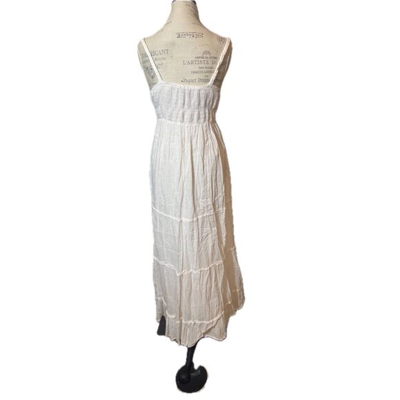 Chaudry White Linen Gypsy Dress, Medium, Crochet Top - Picture 2 of 6